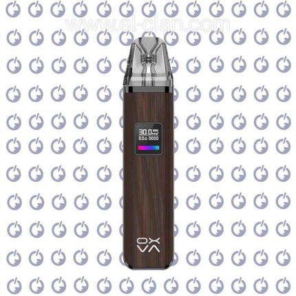 Oxva Xlim Pro Pod in brown leather finish, compact vaping device with sleek design and ergonomic build.