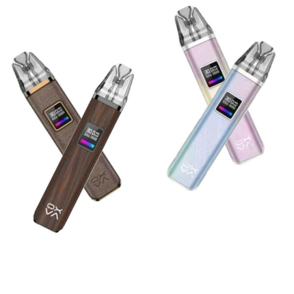 OXVA Xlim Pro Pod in brown leather, showing the sleek hardware design of the vape pod.
