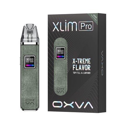 Oxva Xlim Pro Pod in brown leather, showcasing its sleek design and compact form for vaping.