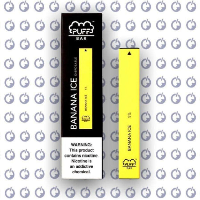 Puff bar banana ice disposable فيب بف بار موز ساقع - puff bar disposable -  الكلان فيب el-clan.