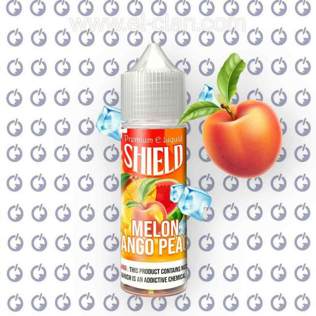 Shield Melon Mango Peach in a 60ml e-liquid bottle, featuring vibrant melon, mango, and peach flavors for vaping.