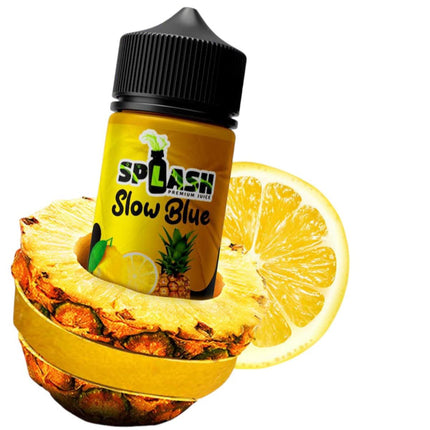 سائل فيب Splash Slow Blue بنكهة أناناس ليمون ساقع، عبوة 100 مل من Splash E-Juice، غير نيكوتين، ليكويد محلي بطعم منعش