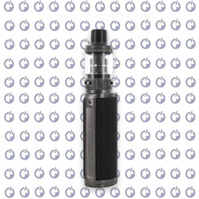 مكونات مجموعة تارجت 100 من فيب هاردوير من مارفوريسو باللون الأسود الكربوني، تشمل جهاز وملحقات vaping.