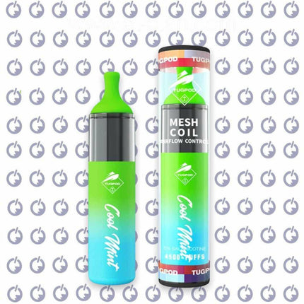 Tugboat Evo Cool Mint disposable vape with sleek design, featuring cooling mint flavor and 4500 puffs, salt nic e-liquid.