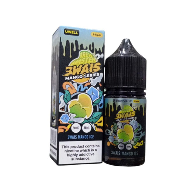 Uwell SaltNic 3wais Mango Ice vape liquid in 30ml bottle, featuring fresh mango and cool menthol flavor.