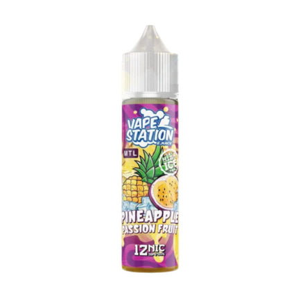 Vape Station Super Cool Pineapple Passion Fruit e-liquid in 60ml bottle, local vape juice with mint and tropical fruit flavors.