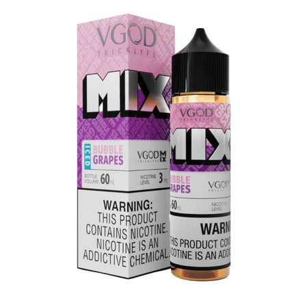 VGOD Mix Iced Bubble Grapes flavored vape liquid in 60ml bottle with 3mg nicotine, featuring icy grape flavor and imported quality.