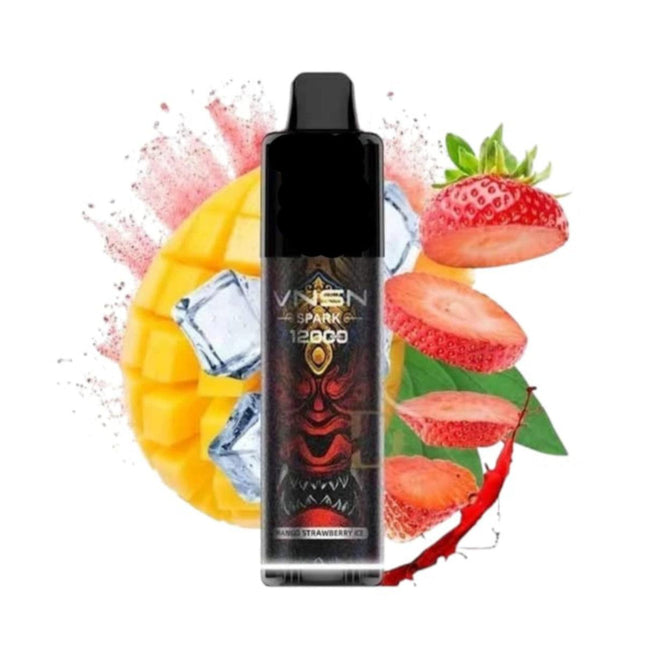 VNSN Spark Disposable vape featuring mango and strawberry ice flavor, designed for 12,000 puffs.