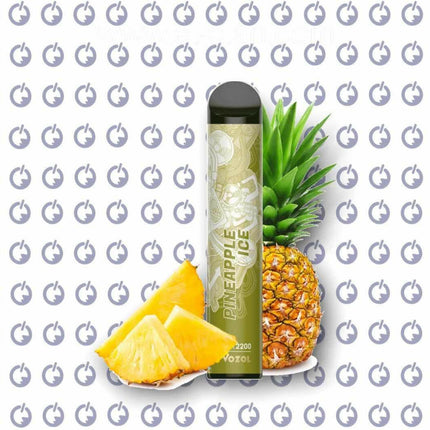 Vozol Bar Pineapple Ice disposable vape with pineapple flavor, compact design, and 2200 puffs for a refreshing vaping experience.