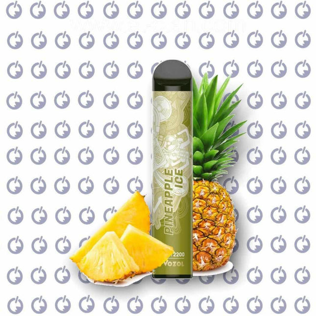 Vozol Bar Pineapple Ice disposable vape with pineapple flavor, compact design, and 2200 puffs for a refreshing vaping experience.