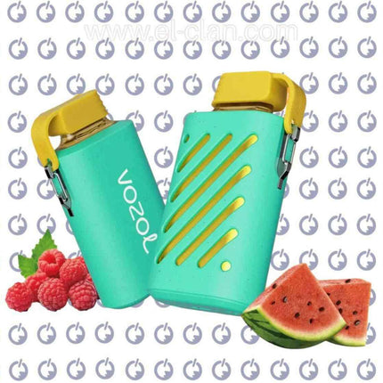 Vozol Gear 10K Raspberry Watermelon disposable vape pen with vibrant raspberry and watermelon flavors, 10,000 puffs, in a sleek design.