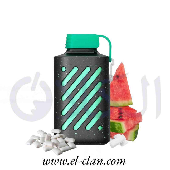 Vozol Gear 10K Watermelon Bubble Gum disposable in pink and green, featuring watermelon flavor and compact design.