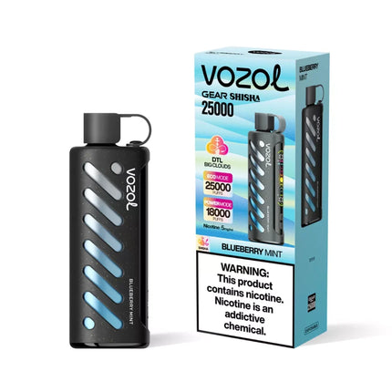 سيجارة إلكترونية Vozol Gear Shisha 25k بنكهة توت نعناع، فيب ديسبوسبل مع 25000 نفخة و50 ملح نيكوتين
