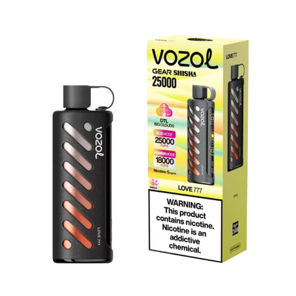 تبغ فيب Vozol Gear Shisha Love 777 بطيخ دراجون فروت نعناع، ديسبوسبل 25000 نفخة، نكهات ملونة ومنعشة