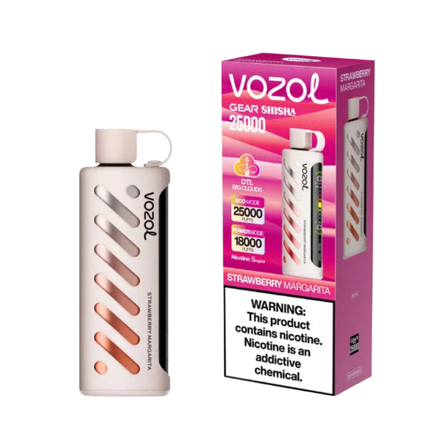 سيجارة فيب فاب من Vozol Gear بنكهة فراولة مارغريتا، تدخين خالي من الإشعال، بسعة 25000 نفخة.