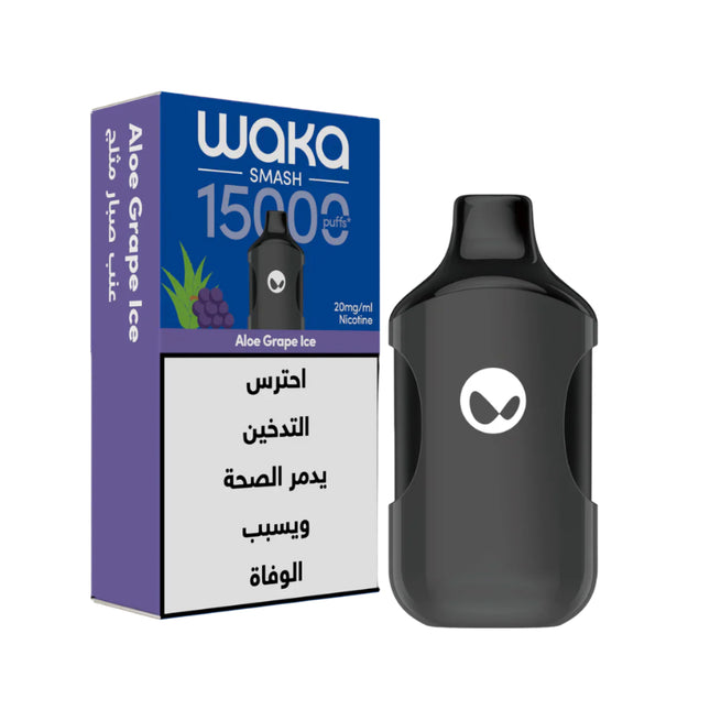 سجائر إلكترونية وكا دايسبوسبل واكا سماش 15K بنكهة عنب صبار وثلج، تدخين سهل وخالي من التبخير المباشر