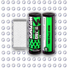 WOTOFO Mesh Coils for vape in a clear container, compatible with WOTOFO devices, featuring a 0.18-ohm resistance.