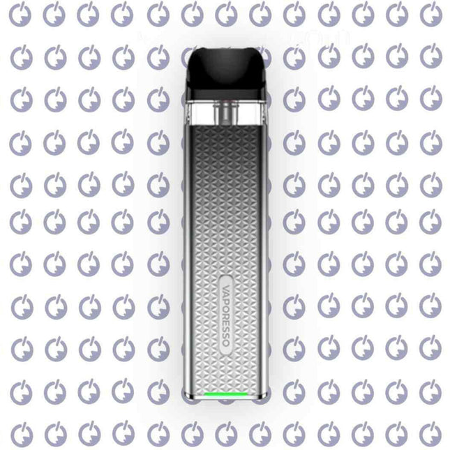 Vaporesso XROS 3 Mini in ice silver color, compact pod device with sleek design and mouthpiece for vaping.