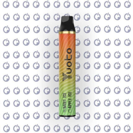 Yuoto Switch Mint & Apple Ice disposable vape with mint and apple flavors, 3000 puffs, salt nic, in a sleek design.