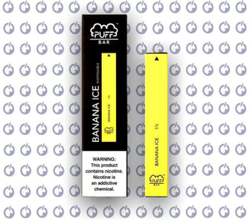 Puff bar banana ice disposable فيب بف بار موز ساقع - puff bar disposable -  الكلان فيب.